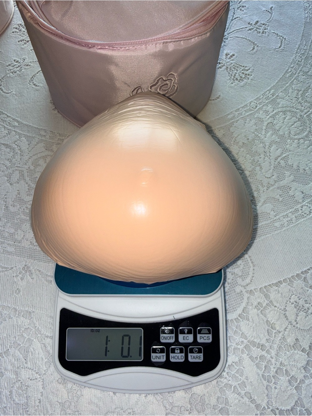 ABC 1072 Size 10 Silicone Mastectomy Breast Form Prosthesis & Rose Travel Case